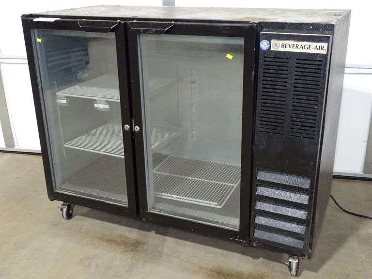 Beverage Air BB48GY1B 2Glass Door Under Counter Bar Back Refrigerator on Casters Roller