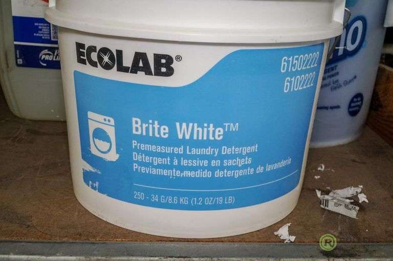 (3) Bottles of Laundry Detergent, 19Lb Tub of EcoLab, 5Gallon of