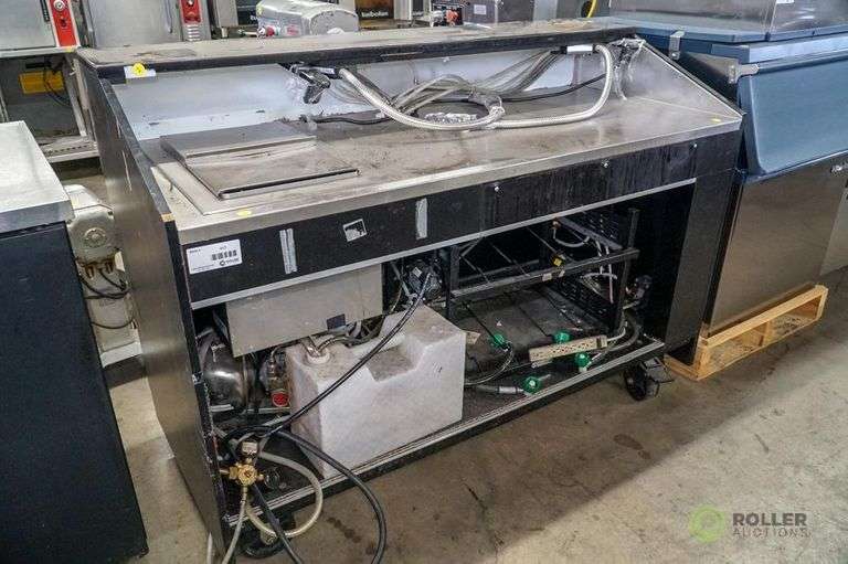 68in Beverage Station With Ice Bin, Carbonator and Soda Guns Roller