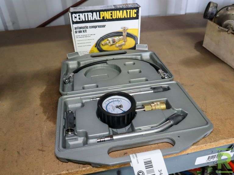 Compression Tester and Central Pneumatic Automatic Compressor Drain Kit