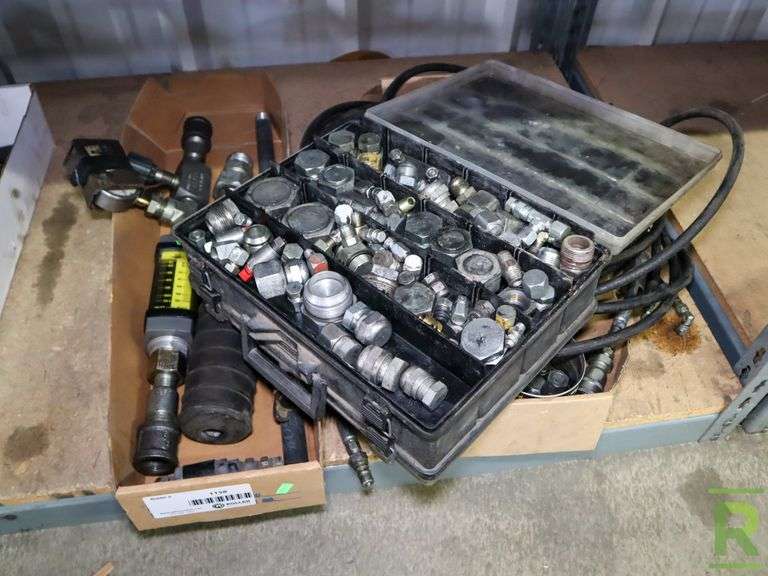 (2) Trays of Hydraulic Hose and Connections and Gauges Roller Auctions