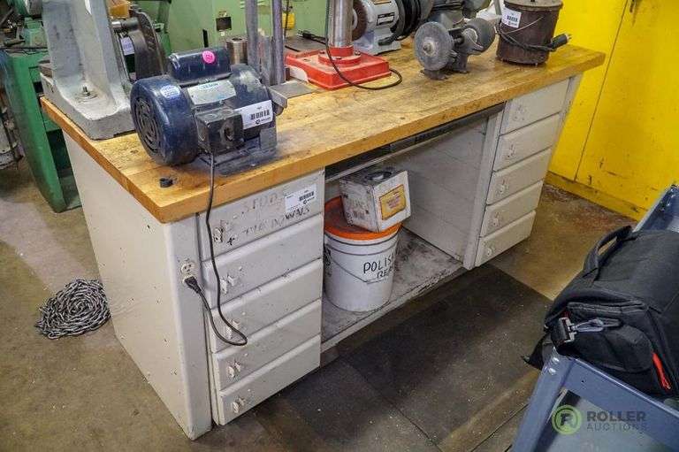 Metal and Wood Work Table, 72in x 30in Roller Auctions