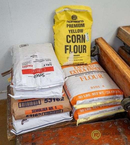 (2) 50Lb Bags of Salt and (4) 50Lb Bags of Flour Roller Auctions