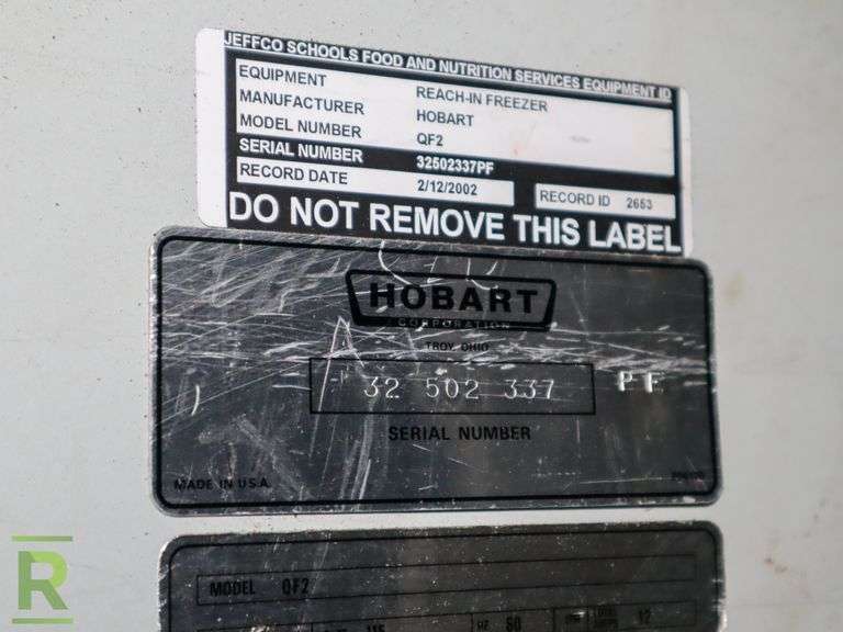 Hobart QF2 2Door Reach In Freezer Roller Auctions