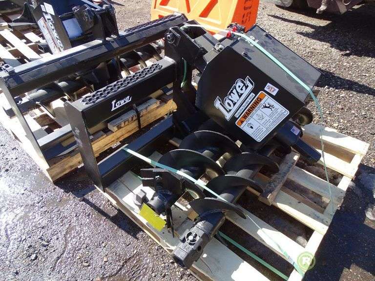 Lowe 750 New Hydraulic Auger Attachment w/ 9in & 12in Augers To Fit
