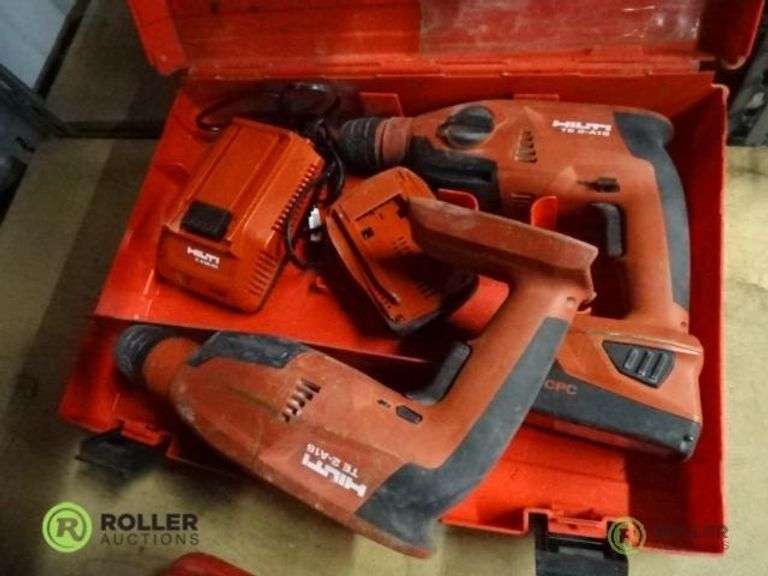 (2) Hilti TE2A18 Hammer Drills With (2) Batteries, Charger and Case
