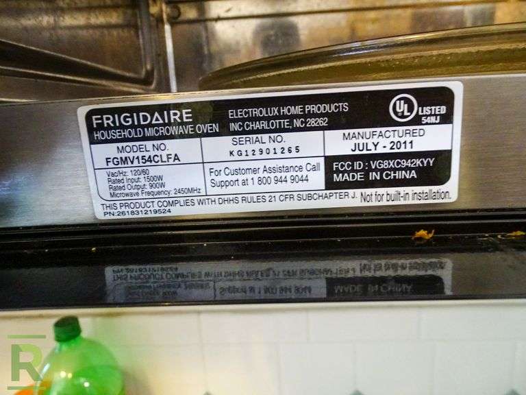 Frigidaire FGMV154CLFA Above Stove Mounted Microwave Roller Auctions