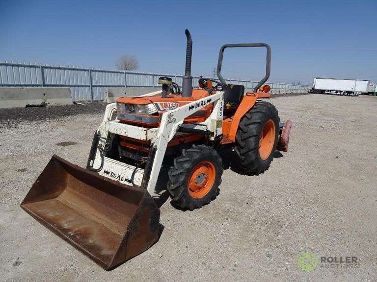 Kubota L2850 4WD Tractor/ Loader, 3Pt, PTO, 57in Rototiller Attachment