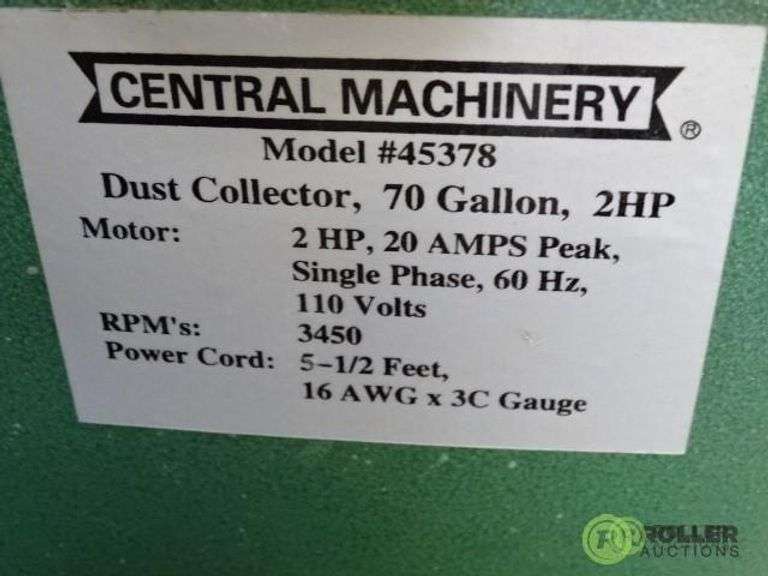 Central Machinery 45378 Dust Collector, 70Gallon, 2Hp Roller Auctions