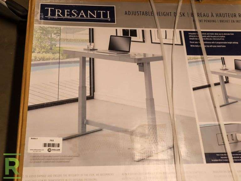 Tresanti 48 Power Adjustable Height Desk With 3 USB New Roller 