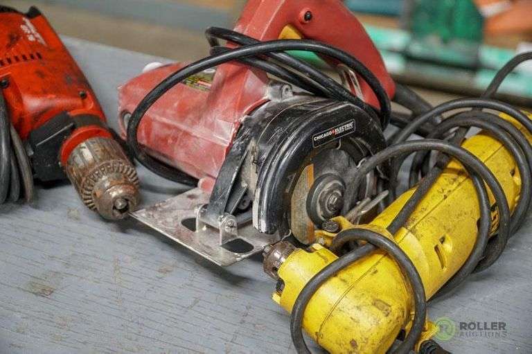 Hilti SR16 Drill, Chicago Electric 4in Handheld Tile Saw and DeWalt