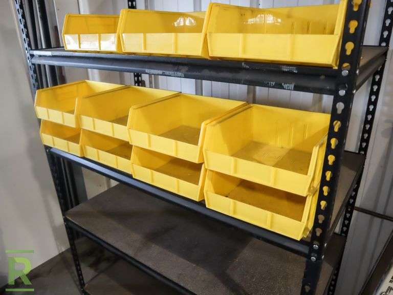 5Tier Warehouse Shelving Unit With Parts Bins and Fatigue Mats