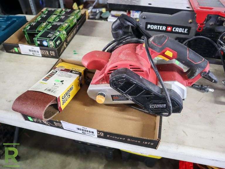 Chicago Electric Belt Sander and Sand Belts Roller Auctions