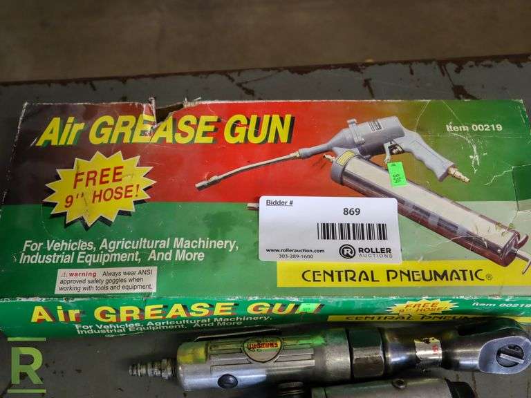 (4) Pneumatic Tools Ratchet Impact and Grease Gun Roller Auctions
