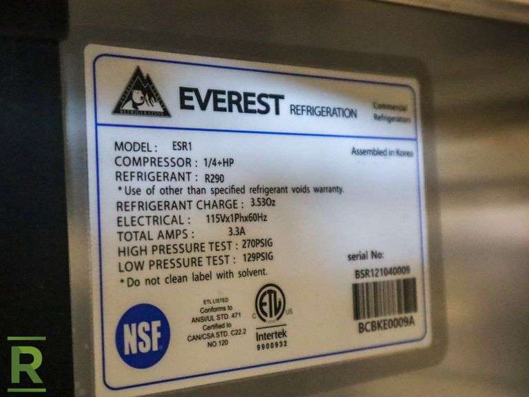 New Everest ESR1 Single Door ReachIn Refrigerator on Casters Roller