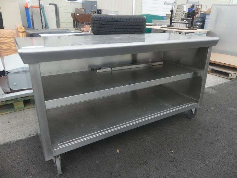 Stainless Steel Table With Casters, 64" x 28" Roller Auctions