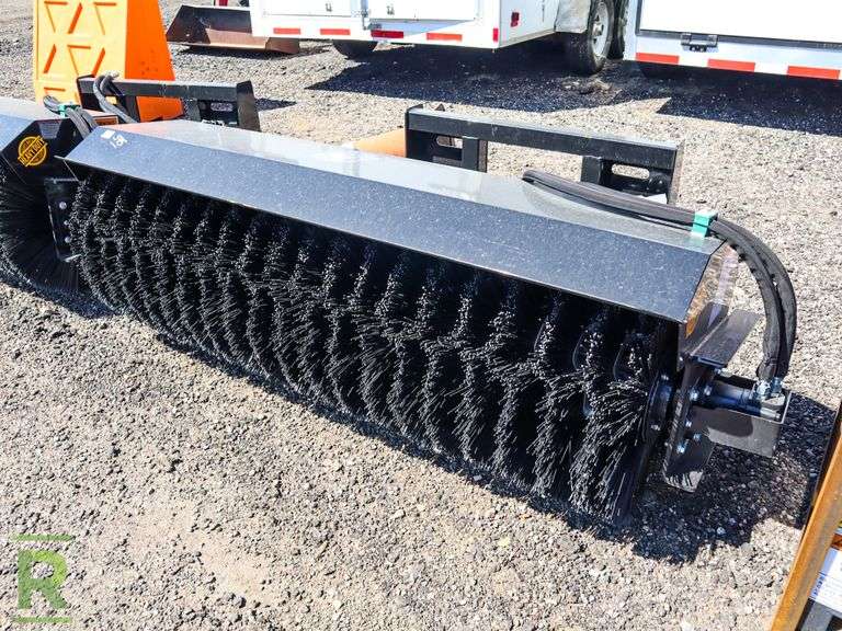 New Wolverine 72" Hydraulic Angle Broom Attachment to Fit Skid Steer