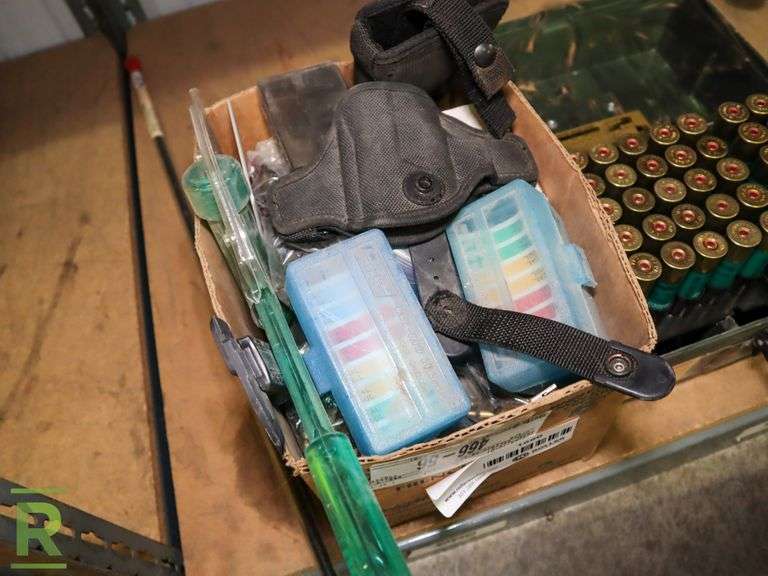 Box of Gun Accessories and Case Guard Shot Gun Shells Roller Auctions