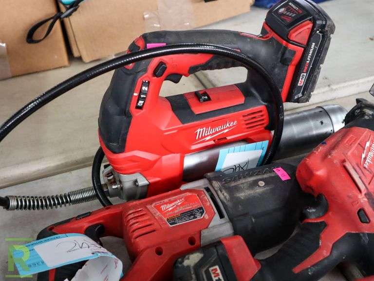 (6) Milwaukee Cordless Tools, Drills, Saws, Lube Gun, (6) M18 Batteries ...