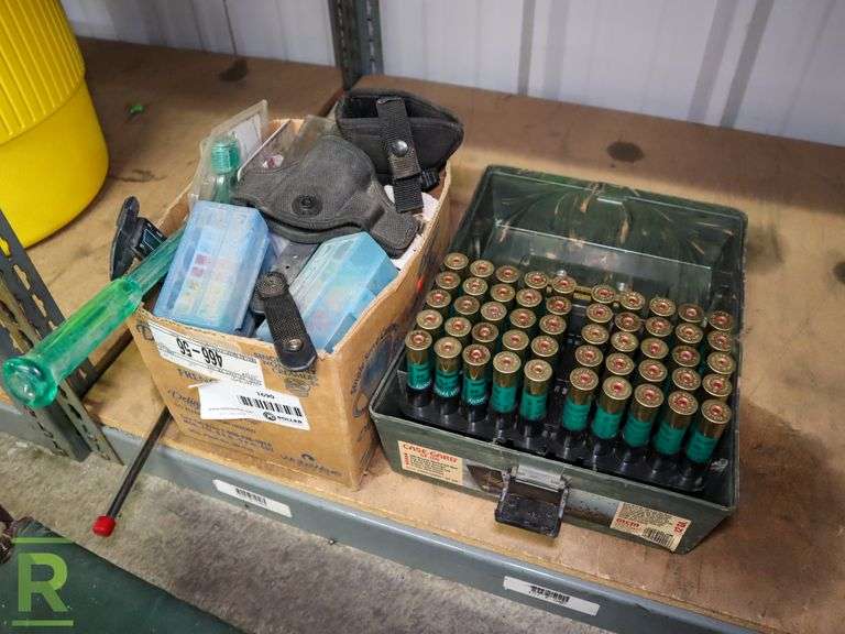 Box of Gun Accessories and Case Guard Shot Gun Shells Roller Auctions