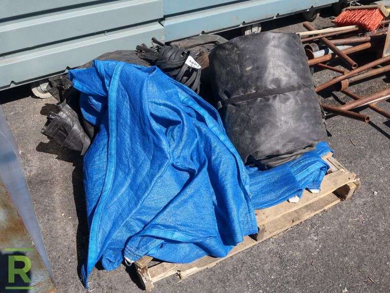Pallet of Tarps and Tie Downs Roller Auctions