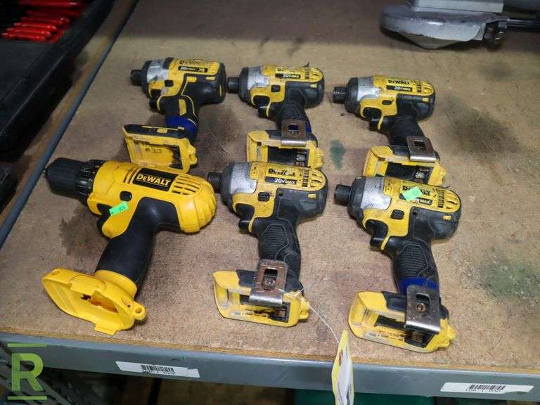 (6) DeWalt 12 and 20V Drills; DC727, DCF885, DCF886 Roller Auctions