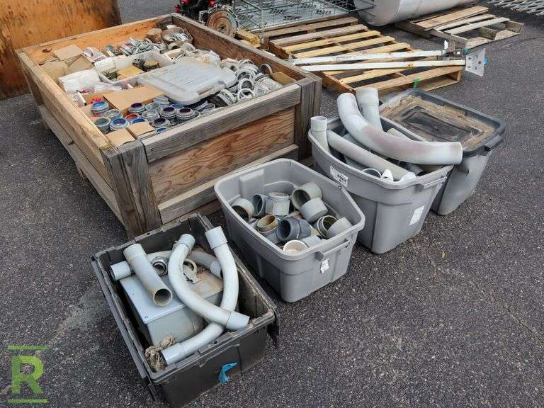 Crate of PVC Pipe, Pipe Fitting and Hardware Roller Auctions