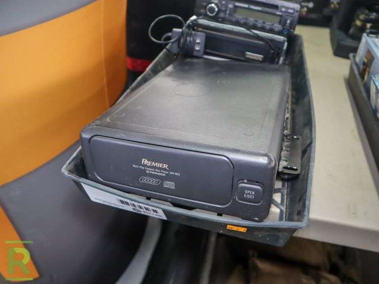 Tray of Assorted Media / Technology, Premier CDX-M33 Compact Disc Player, Panasonic CQ-5109U Radio, CD Back - Roller Auctions