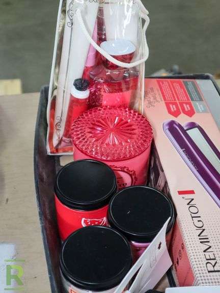 Tray of Candles, Flat Iron and Hair Clips - Roller Auctions