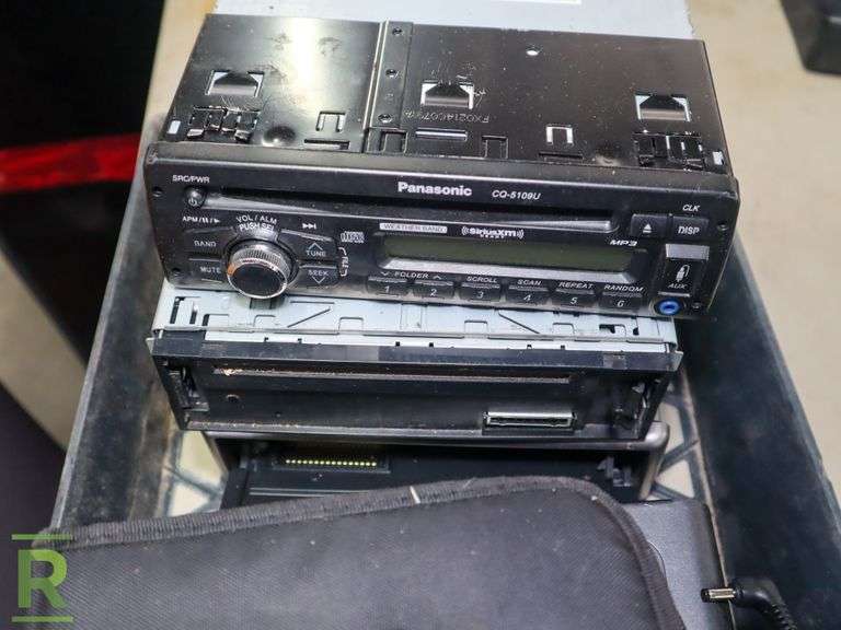 Tray of Assorted Media / Technology, Premier CDX-M33 Compact Disc Player, Panasonic CQ-5109U Radio, CD Back - Roller Auctions