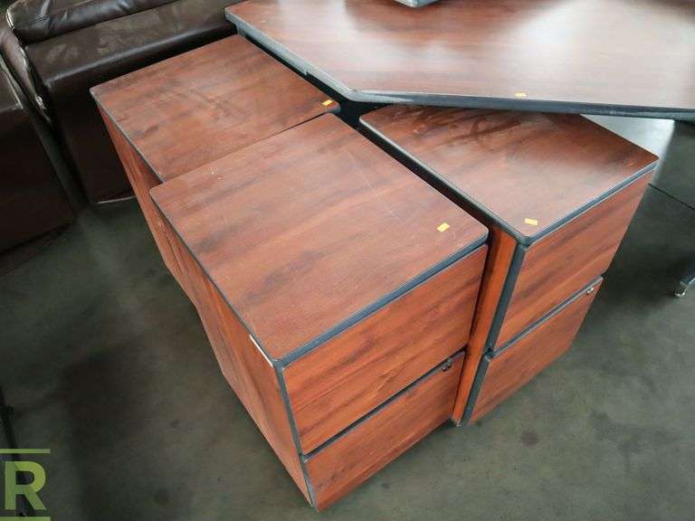 Work Station With (3) File Cabinets and Shelves - Roller Auctions