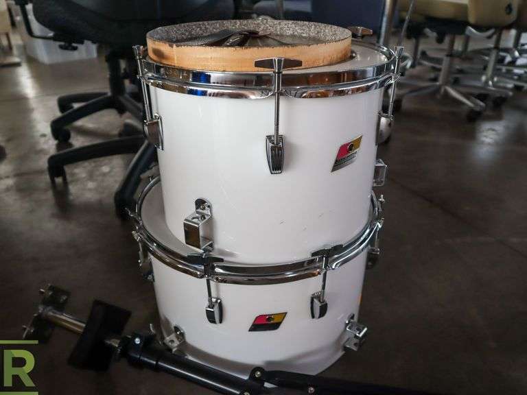 (2) Kitching Educational Tom Drums and Stand - Roller Auctions