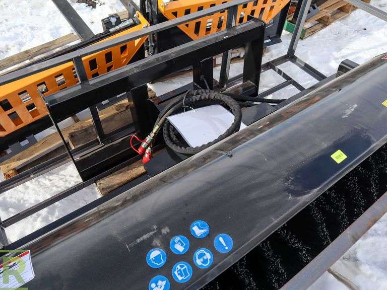 New AGT Hydraulic 72" Angle Broom / Sweeper Attachment to Fit Skid