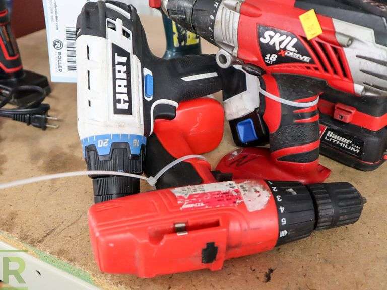 (5) Cordless Drills, Bauer, Hart, Bosch, Skil - Roller Auctions