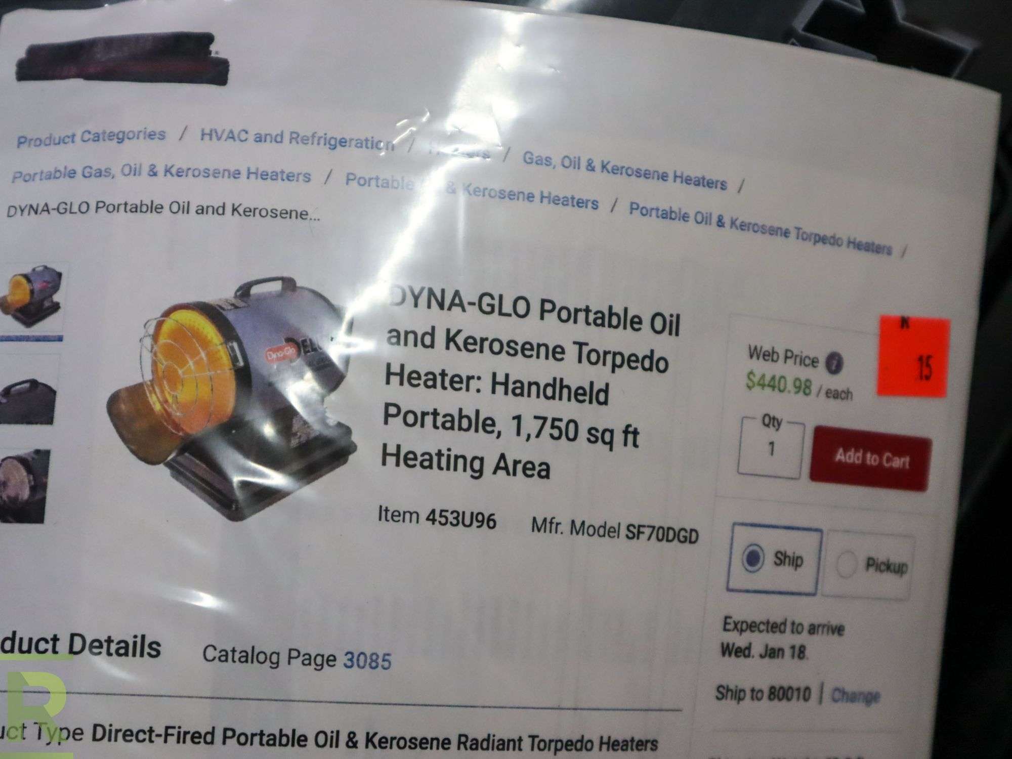 Dyna-Glo Portable Oil and Kerosene Torpedo Heater, 1750Sq Ft Heating Area,  70,000-BTU - Roller Auctions