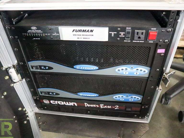 Audio Road Case With (2) Crown CL2 Amplifiers, Crown Power Base 2