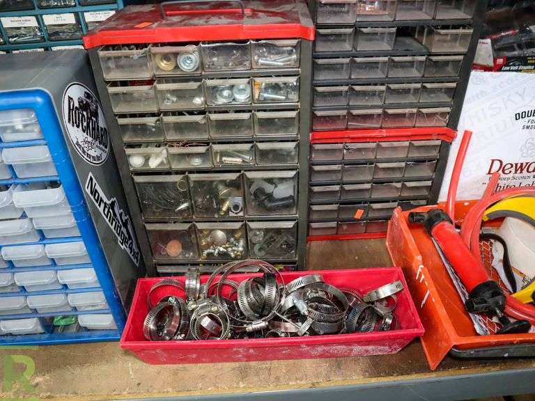 Shelf of Hardware With Assorted Bins Roller Auctions
