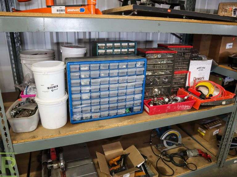 Shelf of Hardware With Assorted Bins Roller Auctions