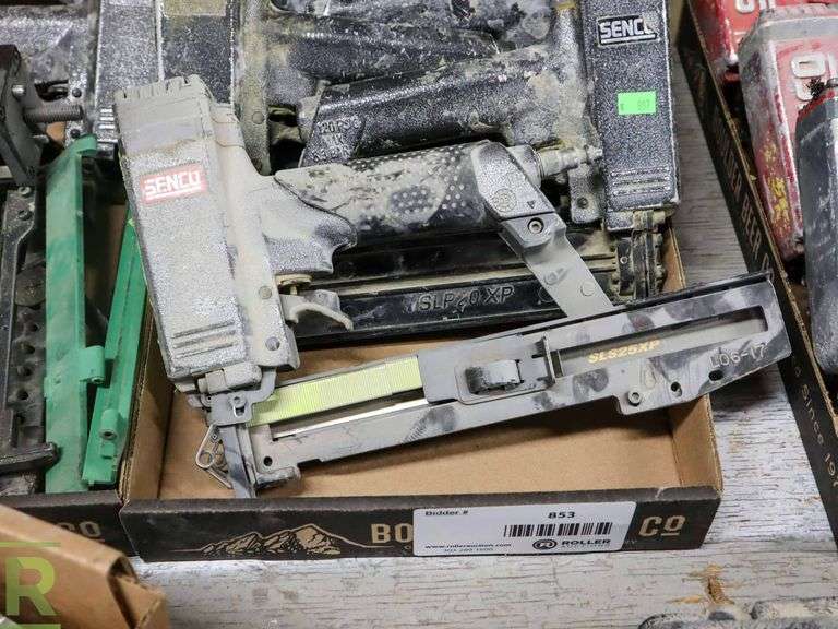 (2) Trays of Senco Pneumatic Staple Guns, Bostitch Staple Gun and Parts