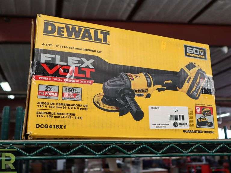DeWalt DCG418X1 60V Cordless Grinder Kit Roller Auctions
