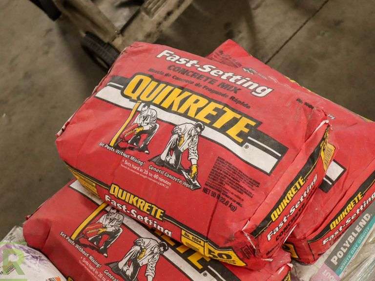 (2) Pallets of Polyblend Grout and Quikrete Concrete Mix Roller Auctions