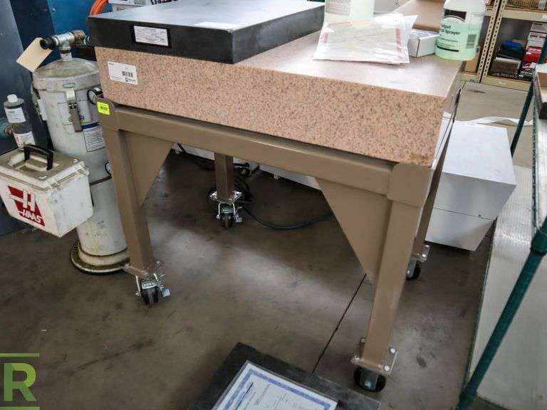 Starrett 36" x 24" x 6" Granite Surface Plate on Rolling Stand Roller