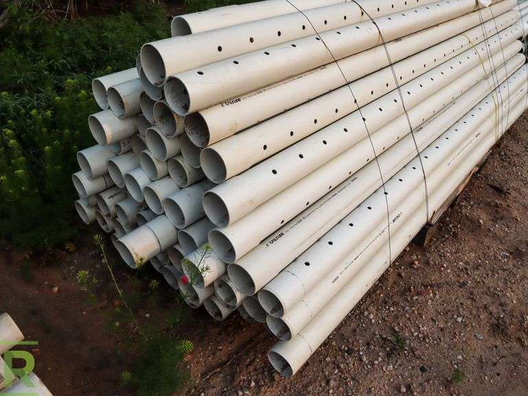 (66) Sections Of Crestline Perforated PVC Sewer Pipe, 10' x 4" Roller
