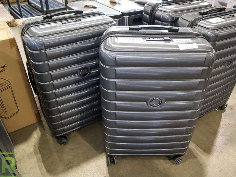 (2) Delsey 2PC Hard Shell Luggage Set Gray Lightly Used Roller