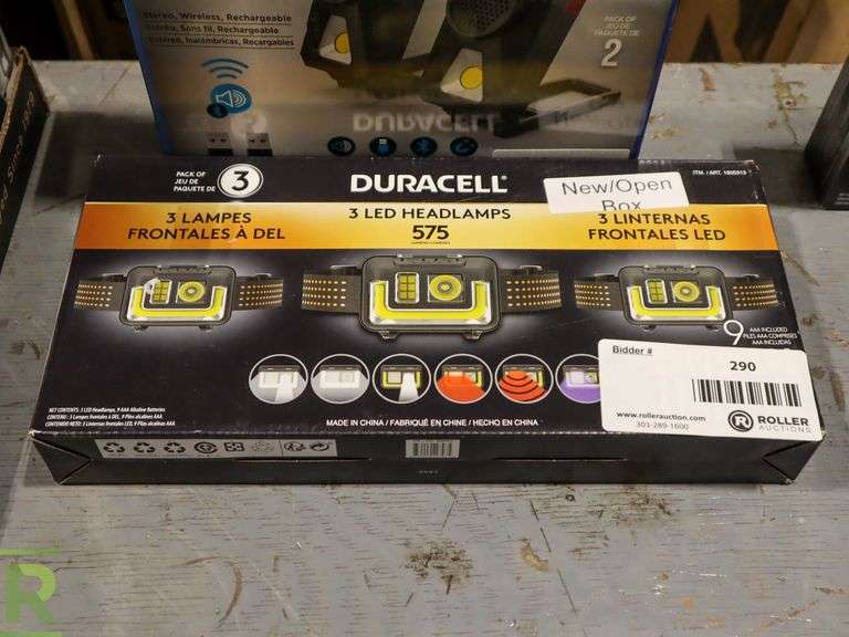 (1) Duracell LED Headlamps, 3 Pack, 6 Different Light Settings