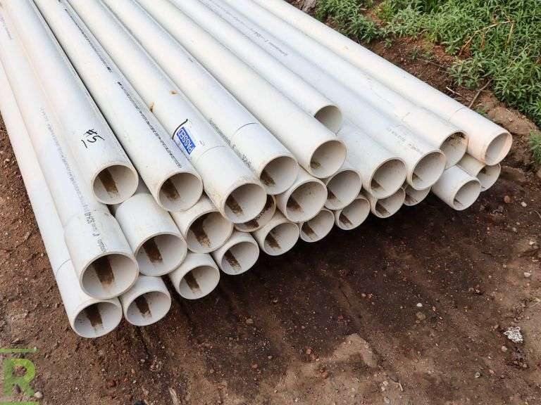 (27) Sections Of PVC Pipe, 20' x 4" Roller Auctions