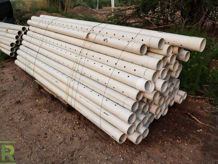 (66) Sections Of Crestline Perforated PVC Sewer Pipe, 10' x 4" Roller