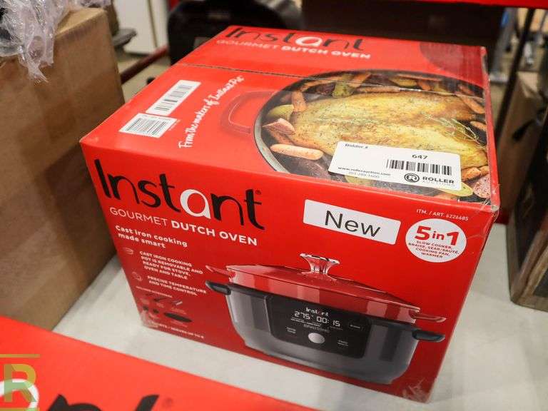 Instant Gourmet Dutch Oven Cast Iron Cooker Red New/Sealed Roller