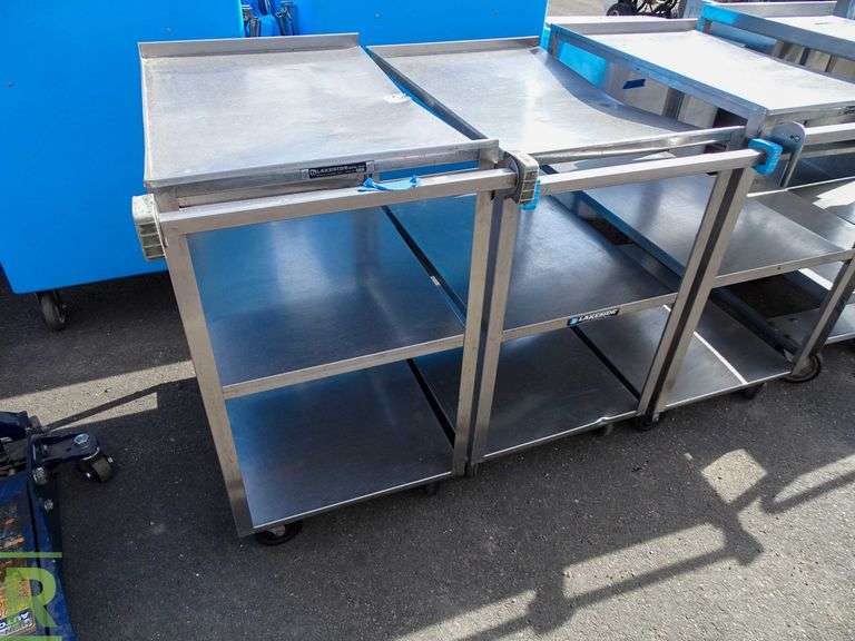 (2) Lakeside Mfg 3Tier Stainless Steel Bus Carts Roller Auctions
