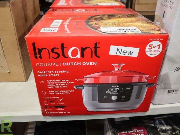 Instant Gourmet Dutch Oven Cast Iron Cooker Red New/Sealed Roller